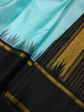 LALITHA KALA , TRADITIONAL BLUE AND BLACK KANJIVARAM KORVAI TEMPLE BORDER WITH RETTAI BORDER SILK SAREE -PDS001BB