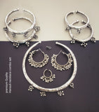 GOMTI , GERMAN SILVER HASULI NECKLACE COMBO SET FOR WOMEN -ART001HC