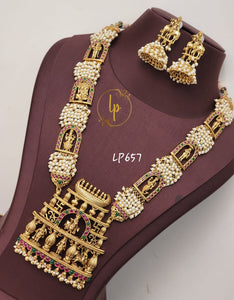 ANANDAVALLI, ELEGANT MATTE GOLD FINISH LONG NECKLACE SET FOR WOMEN -LR001LNSAV