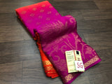 PURE MYSORE WRINKLE SILK SAREE WITH NATURAL 3D COLOR DYEING ALLURING SOFT ZARI WEAVED ALL OVER CONTRAST BLOUSE -PRIY001MPR