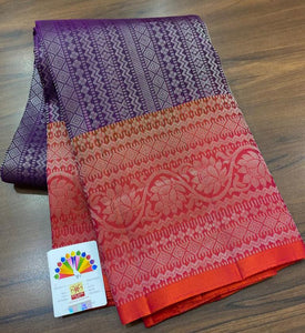 SYRANDRY,   PURE KANCHI HANDLOOM SOFT SILK SAREE WITH ALLURING RICH PALLU- CUTE MOTIFS ALLOVER  AND  BLOUSE-PRIY001S