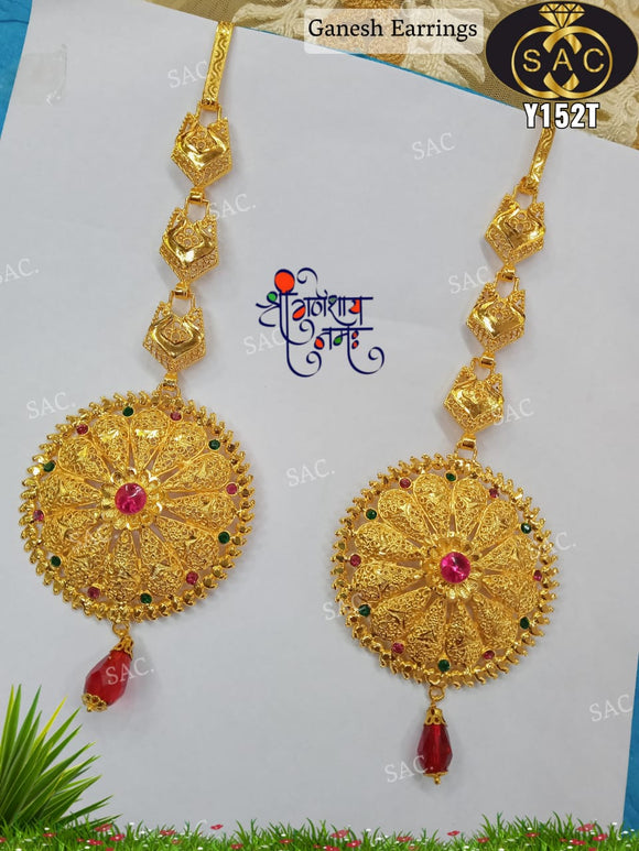 Premium Quality High Gold Finish Ganesh Karnfule-KARTI001KF