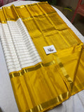 AARNABI , ELEGANT YELLOW AND WHITE COMBINATION PURE KANJIVARAM SILK SAREE FOR WOMEN -PRIY001YW