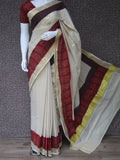 Jayalalitha , Kerala Golden Tissue Saree with Printed Ajrakh Patch Border with 2 Blouse pieces-KIA001OSA