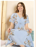 Luxury Premium Quality Rayon Twisted Cotton Long Nighty for Women -LYF001LNSF