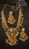 Maheswari , elegant matte gold finish temple necklace set for women -LR001ANSA