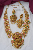 Shivadhuti  , elegant Matte Gold finish Temple Long  Necklace set for women -LR001ANSF