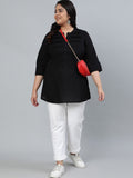 Black Plus Size Pure Cotton  Kurta for Women -DP001BK