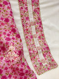 Cotton embroidered Top with Floral Kota Doriya Dupatta-RIDA001KS