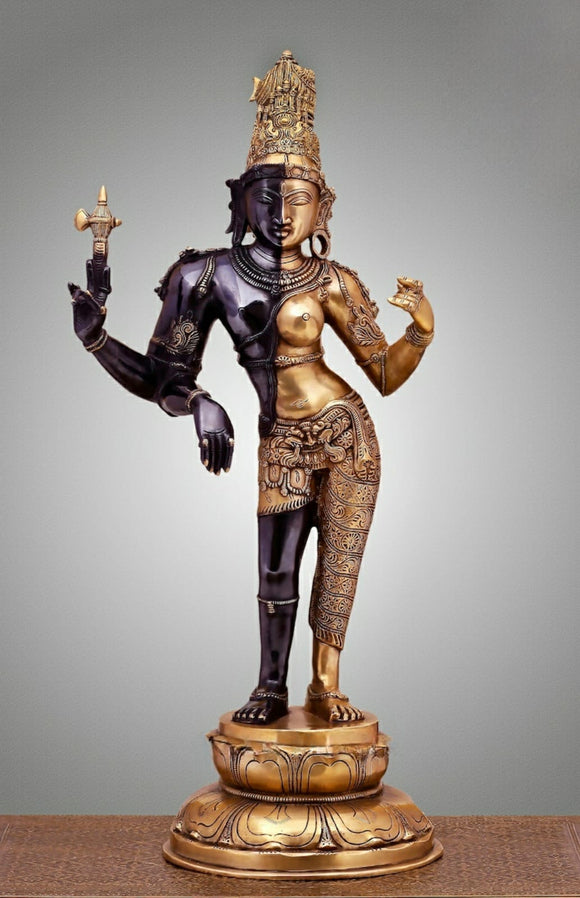 Elegant Ardhanarishvara Brass Idol-MK001AN