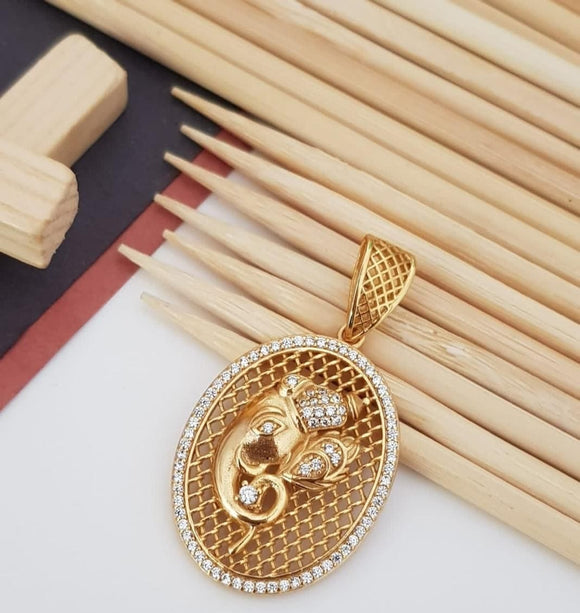 Elegant  Ganesha Designer  matte gold finish Pendant for Men -KRISH001PGA