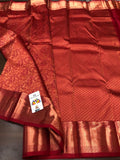 KANCHANA, PURE KANCHEEPURAM HANDLOOM PATTU SILK SAREE WITH BEAUTIFUL ZARI BORDER WITH RICH PALLU AND BLOUSE-PDS001KSB