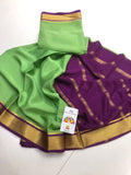 Light Green and Purple combination Mysore Crepe Silk Saree for Women -PDS001LGP