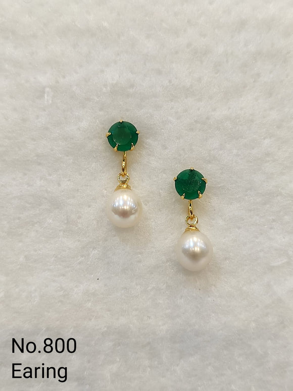 Loren Stewart Emerald & Pearl Link Earrings | Garmentory