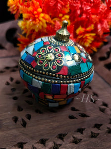 Sindoor Box /Sindoor Dabbi in Tibetan pattern-JC001SBTC