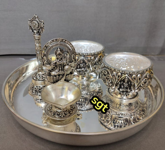SHRAVAN , Full Set impressive German silver washable tray with German –