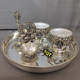 Sindu Bairavi , elegant Full set impressive Antique Finish German Silver Thali Combo Set-SILI001PTS