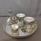 Sindu Bairavi , elegant Full set impressive Antique Finish German Silver Thali Combo Set-SILI001PTS