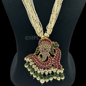 Ganesha, elegant Kemp Pendant with Pearl Necklace for women -SANDY001PNS