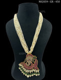 Ganesha, elegant Kemp Pendant with Pearl Necklace for women -SANDY001PNS