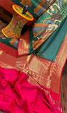 Specially Handcrafted  Rich Kathan Dupion Pattu saree With all over digital prints dancing ladies like art -LORD001S