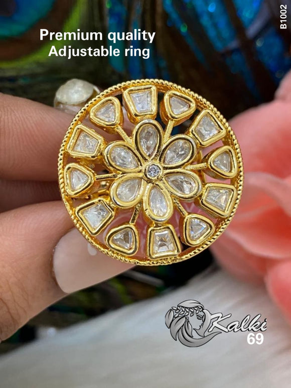 Gold Polish Kundan Silver Ring – aham jewellery | handcrafted silver  jewellery