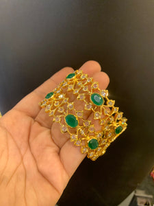 Green Heera , elegant Polki studded Bangles for women -HYD001G