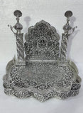 Mayur Singasan ,  Antique German Silver Washable Big Size  Heavy Gauge  Astalakshmi  Design  Simhasan with peacocks-SIGI001SS