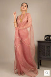 Pink Organza Saree with Gotta work and Satin Lace Borders-SHREE001PS