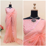 Pink Organza Saree with Gotta work and Satin Lace Borders-SHREE001PS