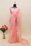 Pink Organza Saree with Gotta work and Satin Lace Borders-SHREE001PS