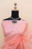 Pink Organza Saree with Gotta work and Satin Lace Borders-SHREE001PS