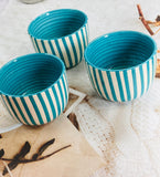 Blue and White Stripes Design Ceramic Bowls Set of 3 -LR001BS