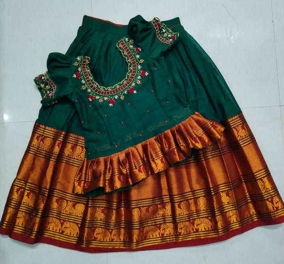 Traditional green and pink ethnic wear langa jacket for baby girl – Baby&Me