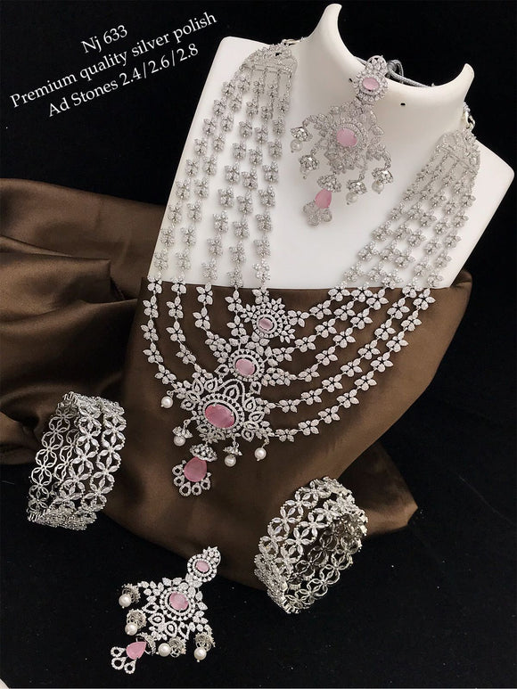 American Diamond Party Wear Semi Bridal Jewellery Set for Women and Girls