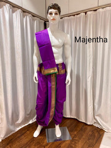 Magenta  Shade Soft Silk Ready made Dhoti for Men-SAMAR001DMG