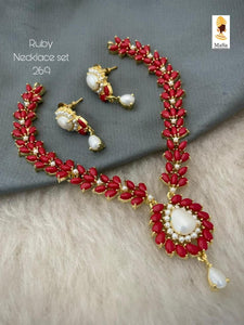 Pavizha Rani , elegant gold finish Pearl Necklace Set for women -SANDY001NSPR