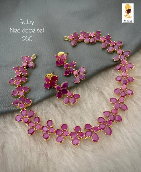 14k Yellow Gold Ruby Necklace with Diamonds