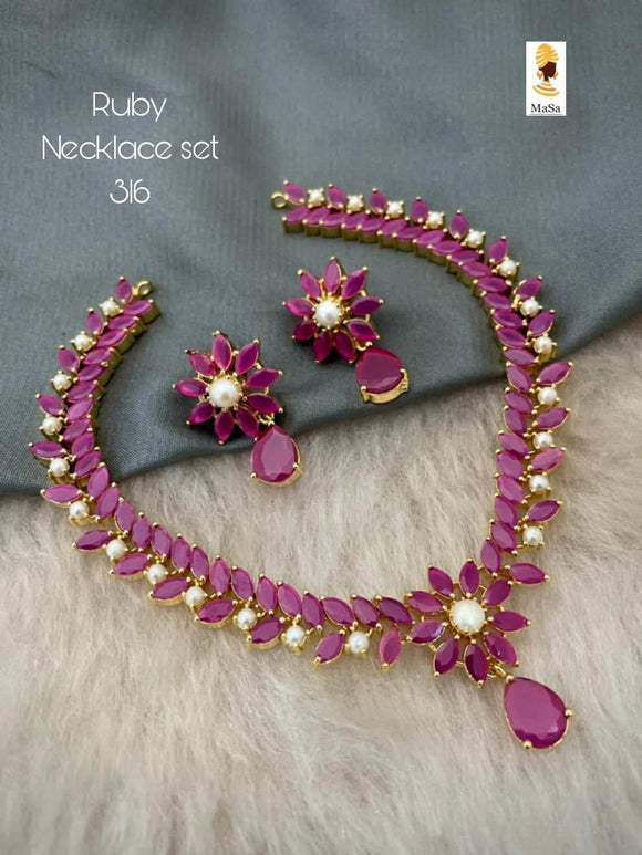 Antique Ruby Pendant Necklace | Art of Gold Jewellery, Coimbatore