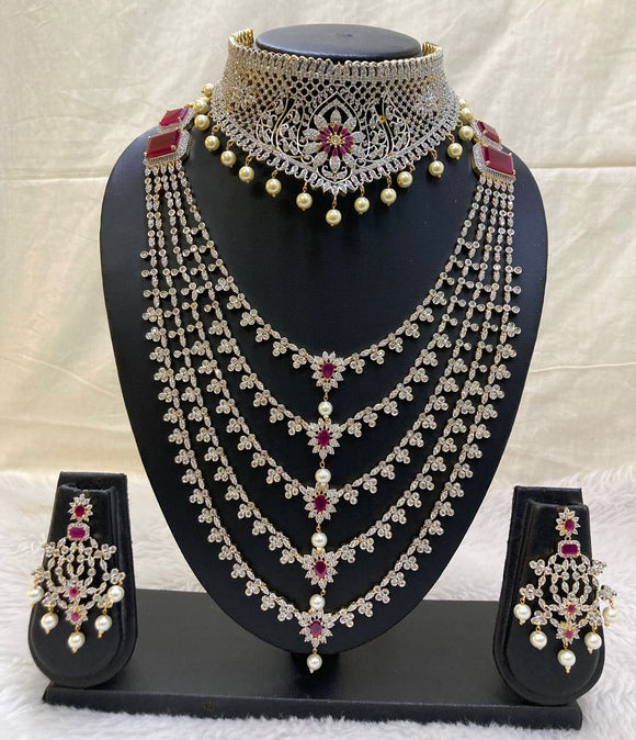 Purnima , Premium Matt Gold Finish Full Bridal Necklace Set -SAY001SBB –