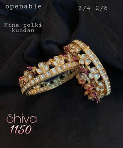 Adri Nandini , elegant gold finish Polki Kundan Bangles for women -MOE001BSA