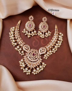 Prem Ratan , Gold finish Necklace Set for Women -SAY001NS