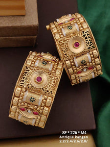 Anamika  , Antique  Matt Gold finish Broad Rajwadi Bangles Set -RITU001RBH