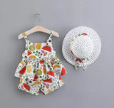 Kids two piece Dress with Beautiful White Hat