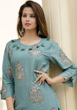 NEW Blue RAYON KURTI WITH SHARARA