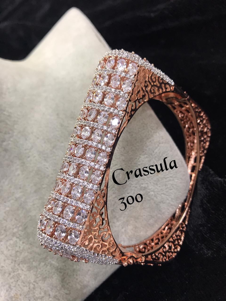 Gold-Plated American Diamond Studded Openable Bracelets : JCU106