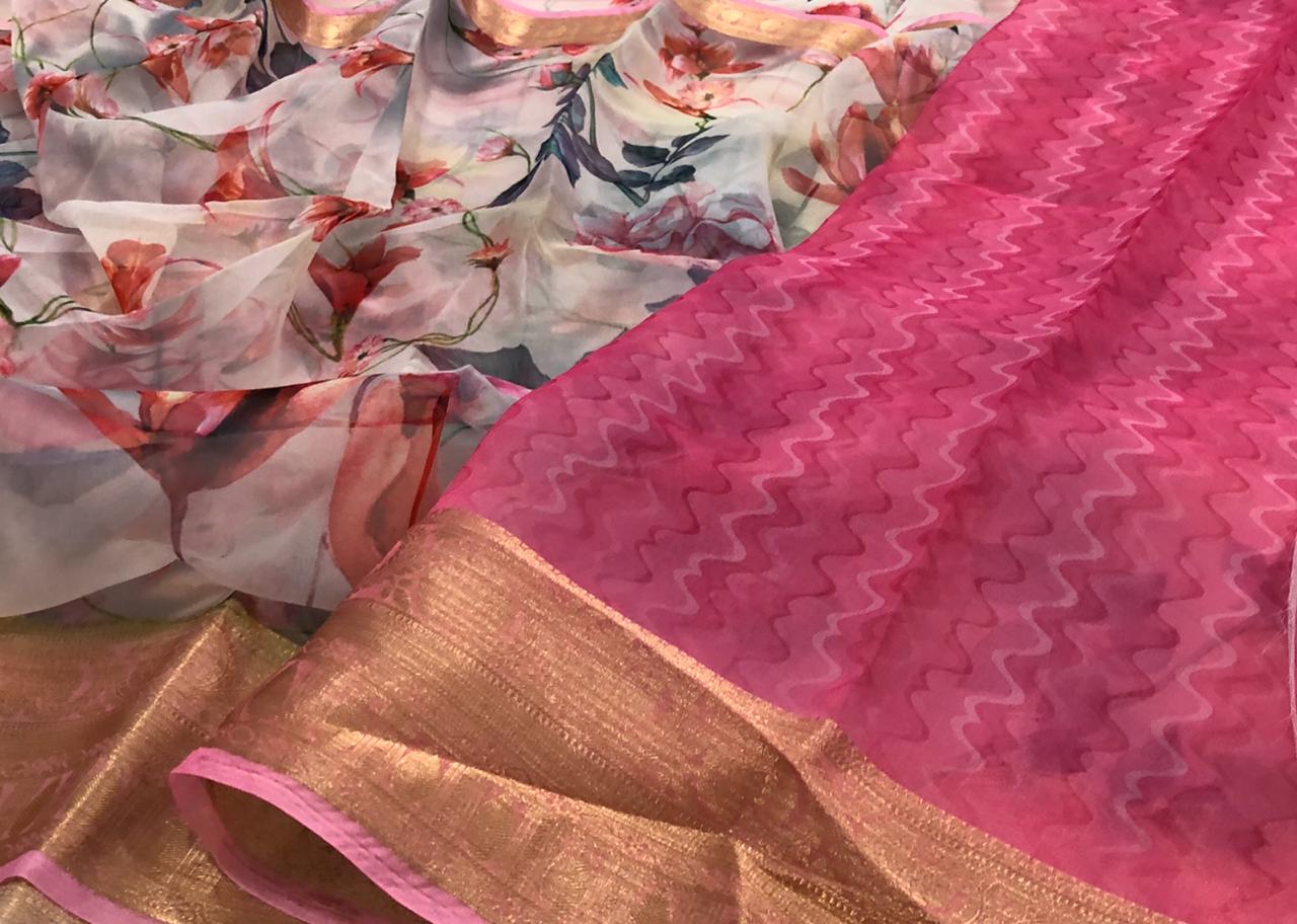 PURE ORGANZA KANCHI BORDER-OP423 – Gayathri Reddy Traditional Designer  Studio