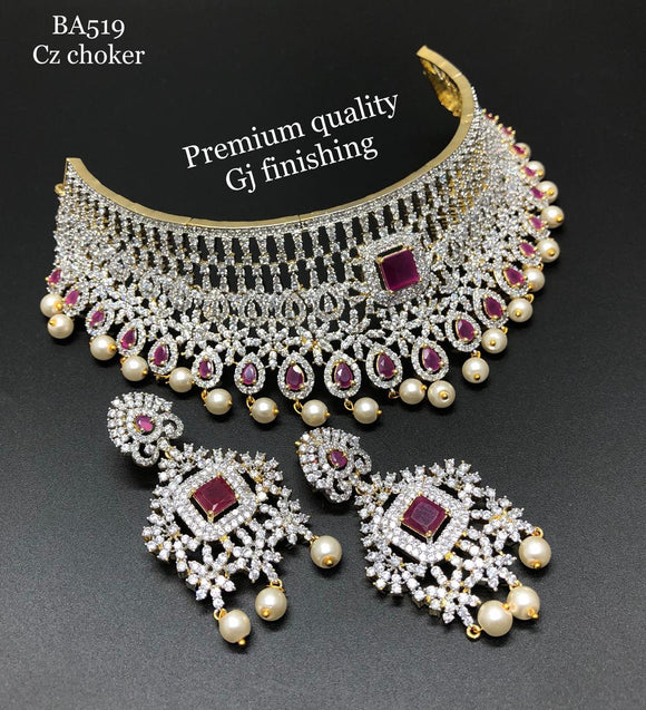 Diamonds With Ruby Choker Necklace Set
