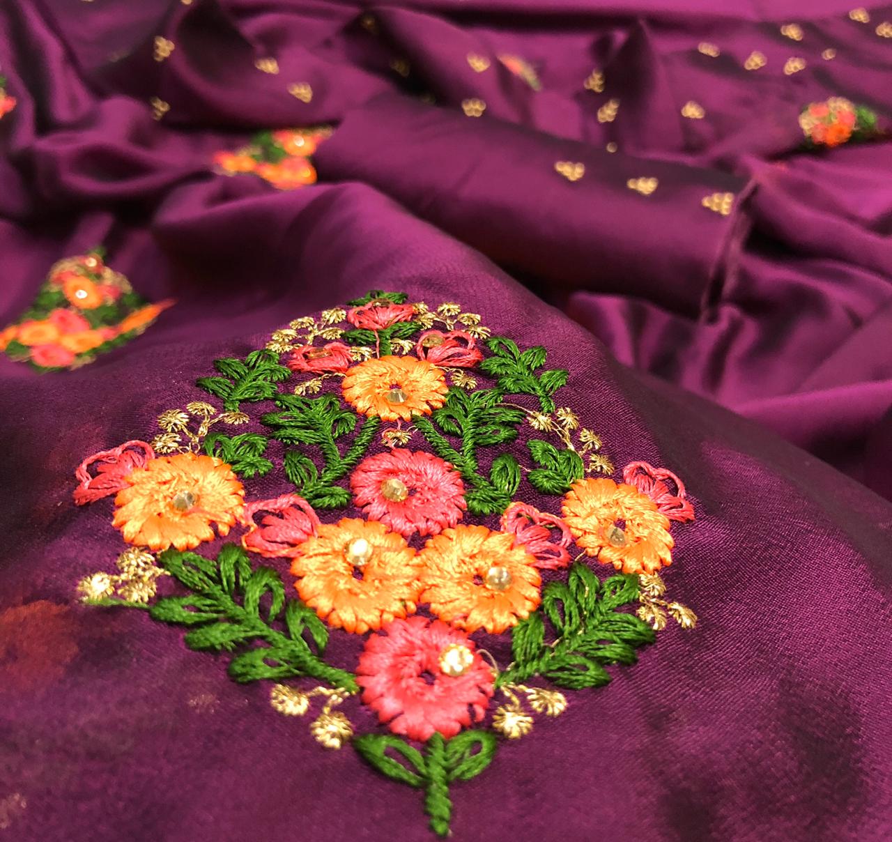 Buy Beautiful Grape Purple Soft Silk Saree With Copper Zari Work and  Running Brocade Blouse Piece Online in India - Etsy