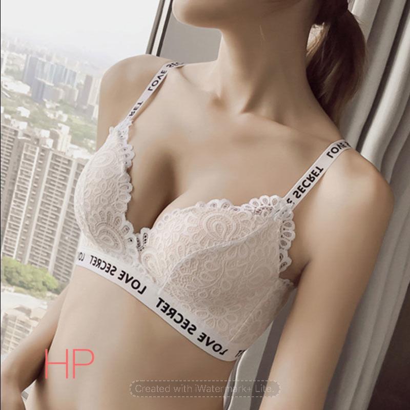 White Beautiful love secret print lingerie bikini bra-panty set for wo –